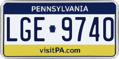 PA license plate LGE9740