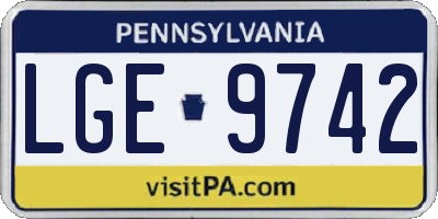 PA license plate LGE9742