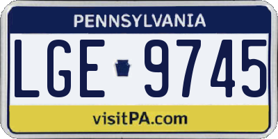 PA license plate LGE9745