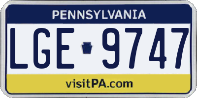 PA license plate LGE9747