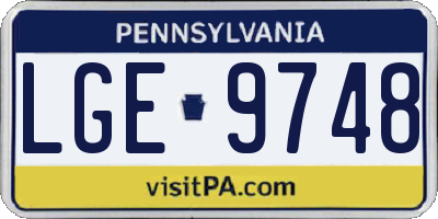 PA license plate LGE9748