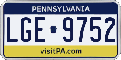 PA license plate LGE9752