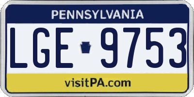 PA license plate LGE9753