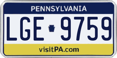 PA license plate LGE9759