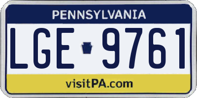 PA license plate LGE9761