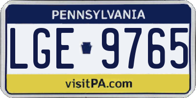 PA license plate LGE9765