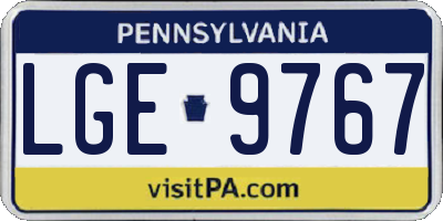 PA license plate LGE9767