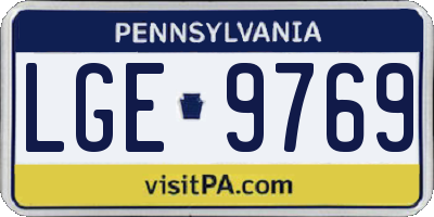 PA license plate LGE9769