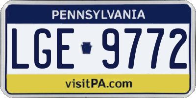 PA license plate LGE9772
