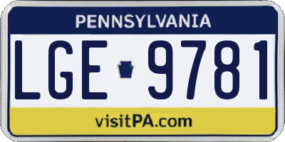 PA license plate LGE9781