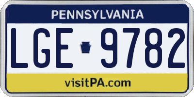 PA license plate LGE9782