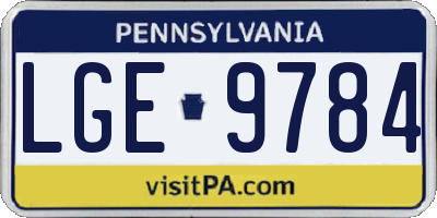 PA license plate LGE9784