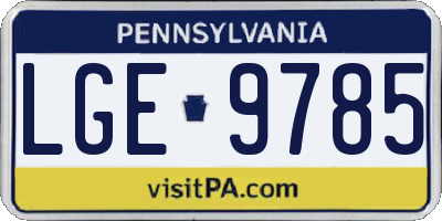 PA license plate LGE9785