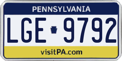 PA license plate LGE9792