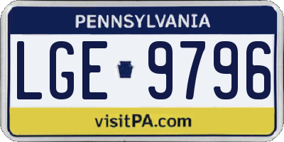 PA license plate LGE9796