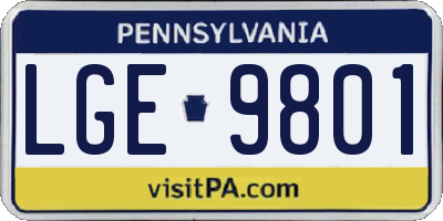PA license plate LGE9801
