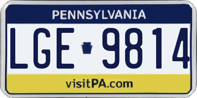 PA license plate LGE9814