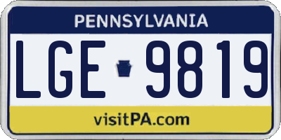 PA license plate LGE9819