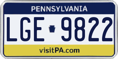 PA license plate LGE9822