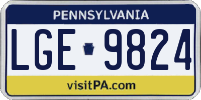 PA license plate LGE9824