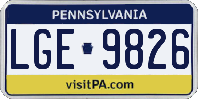 PA license plate LGE9826