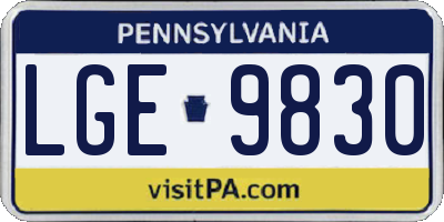 PA license plate LGE9830