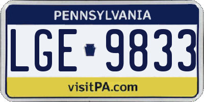 PA license plate LGE9833