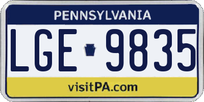 PA license plate LGE9835