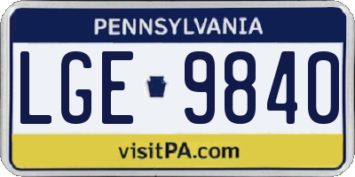 PA license plate LGE9840