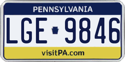 PA license plate LGE9846