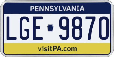 PA license plate LGE9870