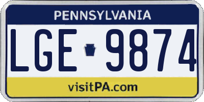 PA license plate LGE9874