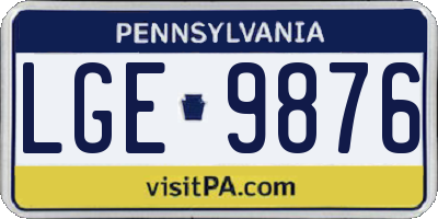 PA license plate LGE9876