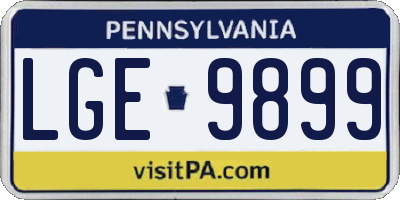 PA license plate LGE9899