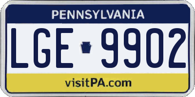 PA license plate LGE9902