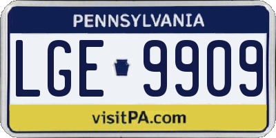 PA license plate LGE9909