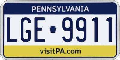 PA license plate LGE9911