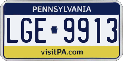PA license plate LGE9913
