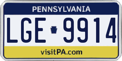 PA license plate LGE9914
