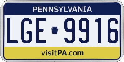 PA license plate LGE9916