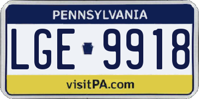 PA license plate LGE9918