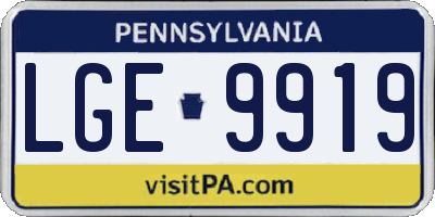 PA license plate LGE9919