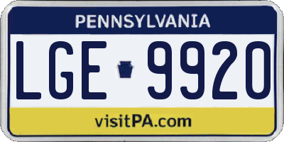 PA license plate LGE9920