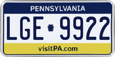 PA license plate LGE9922