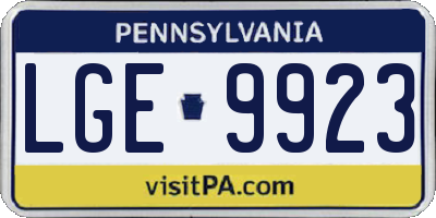 PA license plate LGE9923