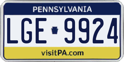 PA license plate LGE9924