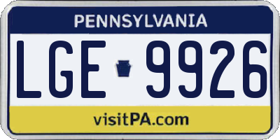 PA license plate LGE9926