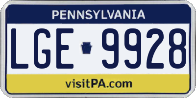 PA license plate LGE9928