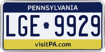 PA license plate LGE9929