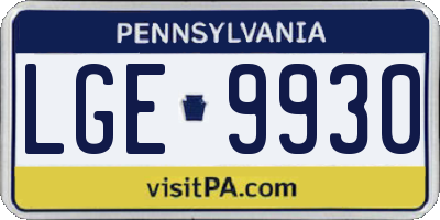 PA license plate LGE9930